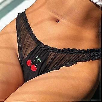 Sexy kanten lingerie voor dames, verleidelijk, laag model, geborduurd met schattige fruitmotieven.