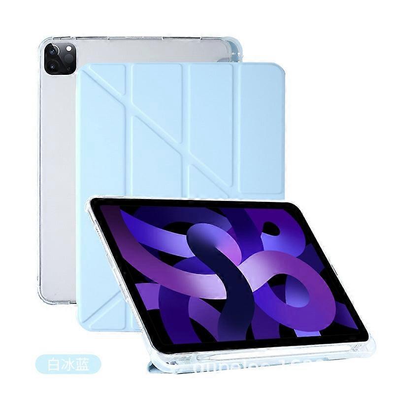 Case For Ipad 10.2"/pro 10.5"white Ice Blue Deformed Side Folding Leather Back