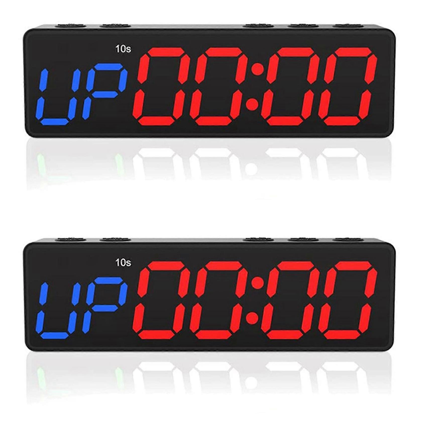 2X Workout Clock with Battery, Portable Mini Gym Timer with Built-in Magnet for Home Gym,Programmable Countdown/Up Timer