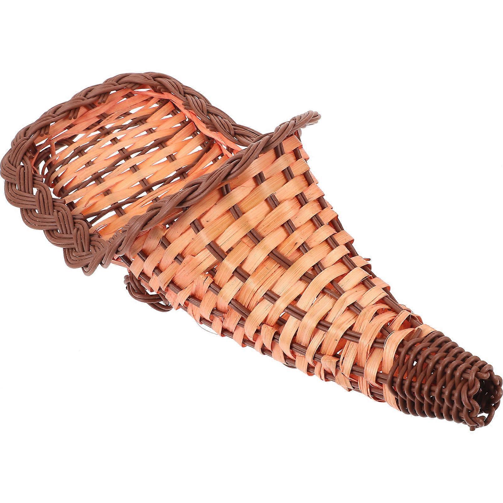 Bamboo Cornucopia Basket for Storage Use with Chocolate Color