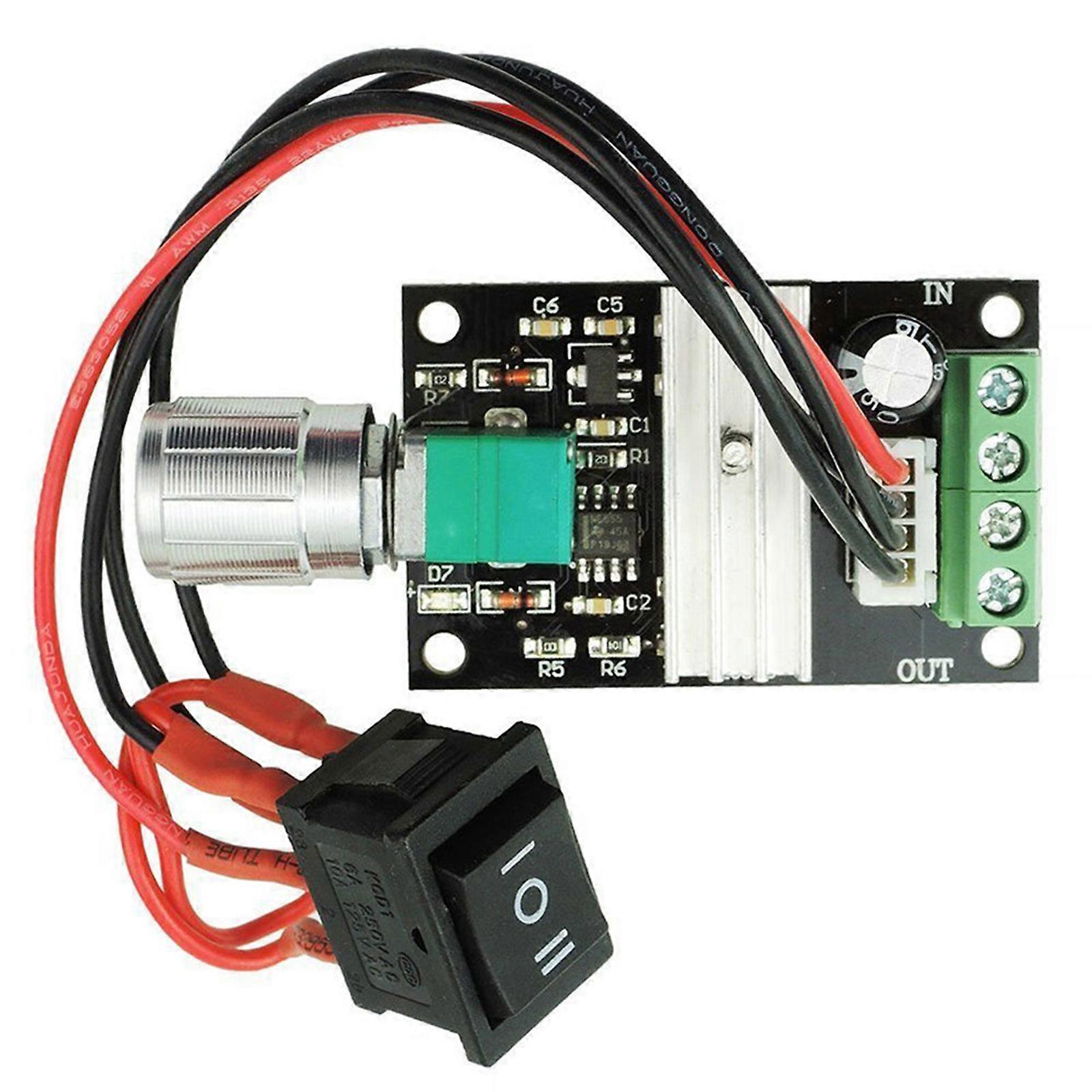 Quick Response PWM Motor Speed Controller Switches for 6V 12V 24V 3A Knob Controlled Forward Reverse Stop Function Multicolor