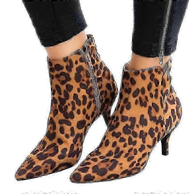 2025 Women's Pointed Toe Ankle Booties with Low Kitten Heel