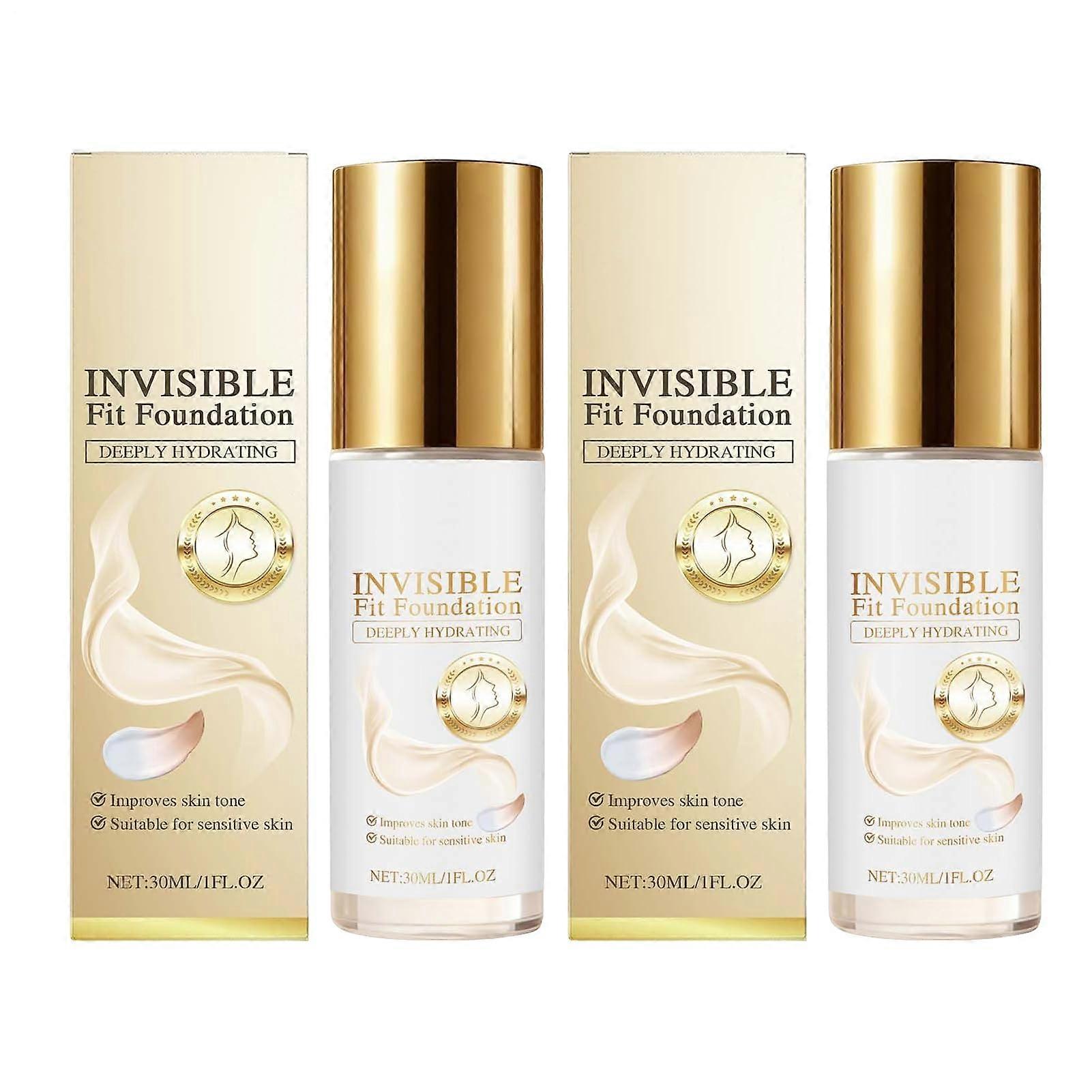 2PCS Waterproof Color Changing Foundation 30ml Long Lasting Matte Finish Lightweight Full Coverage