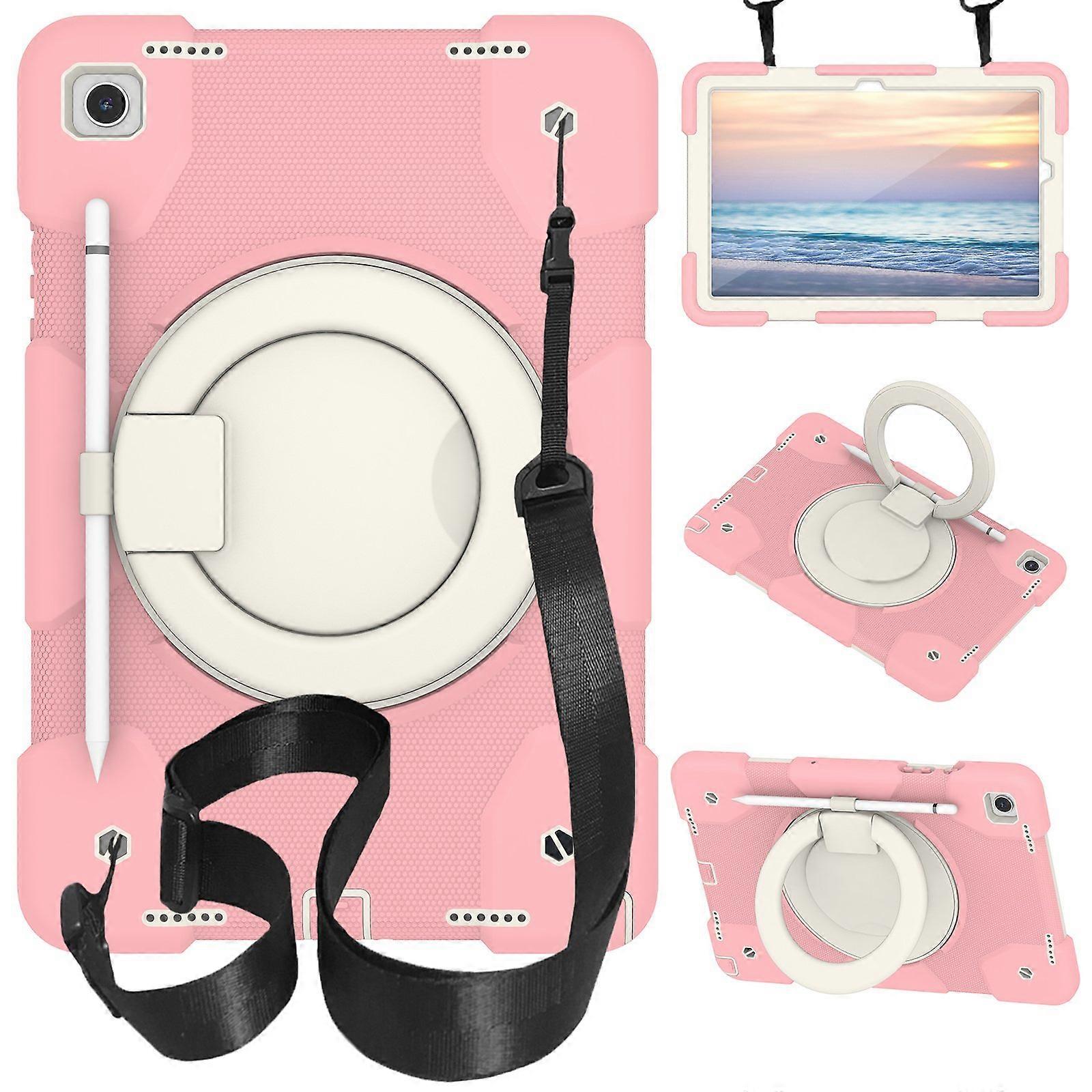 For Samsung Galaxy Tab A9+ Case Scratch-proof PC+Silicone Tablet Cover with Ring Kickstand