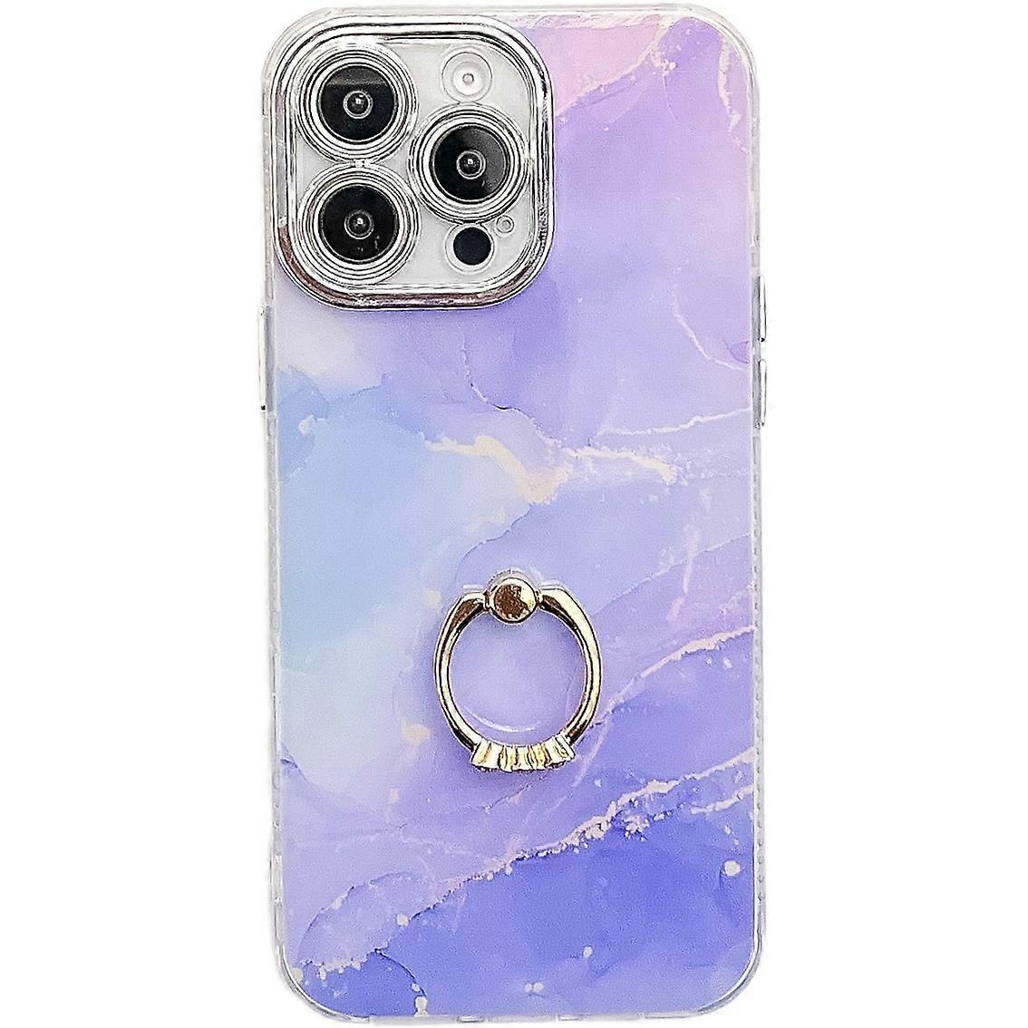 For iPhone 16 Pro Case with Kickstand IMD Marble Pattern Electroplated Phone Cover