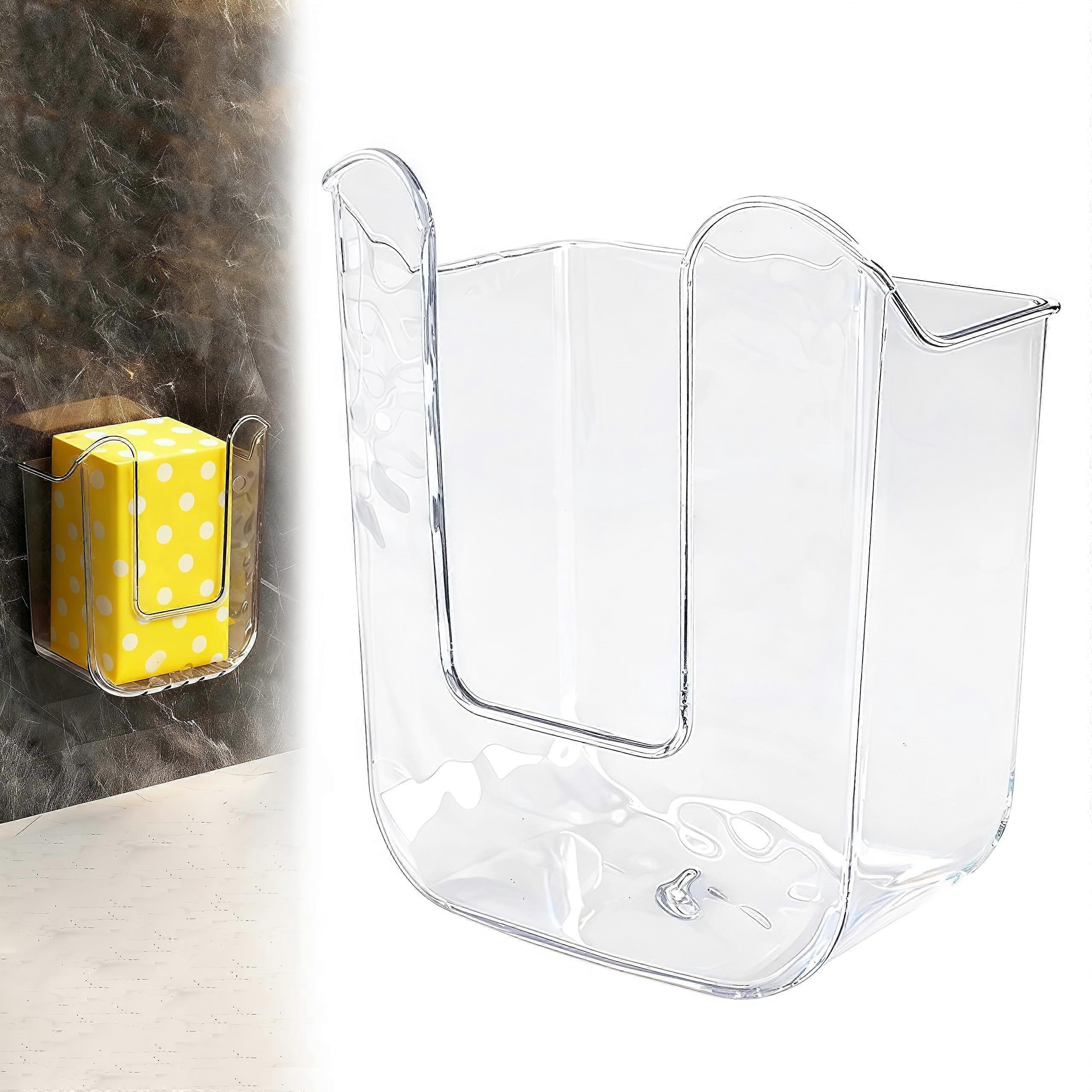 Wipes Dispenser Transparent Wall Mounted Tissue Box with Strong Adhesive for Bathroom Kitchen
