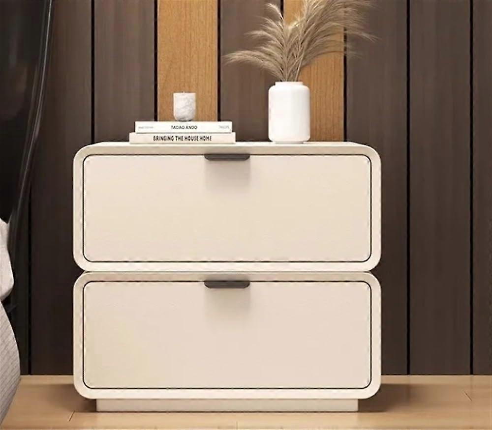 White 2 Drawer Nightstand for Bedroom, Compact Bedside Table with Storage for Small Spaces
