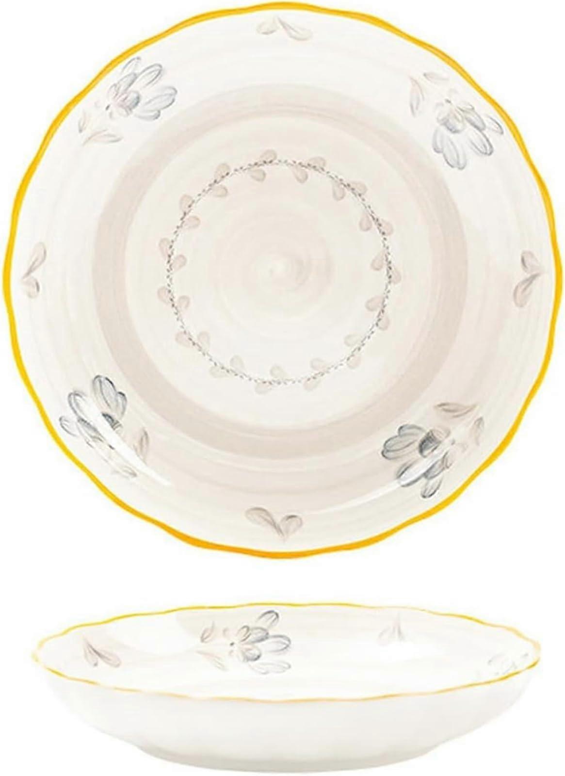 8 Inch Ceramic Soup Bowl Microwave Dishwasher Safe Deep Dish Scratch Resistant Elegant Dinnerware Ref:9391