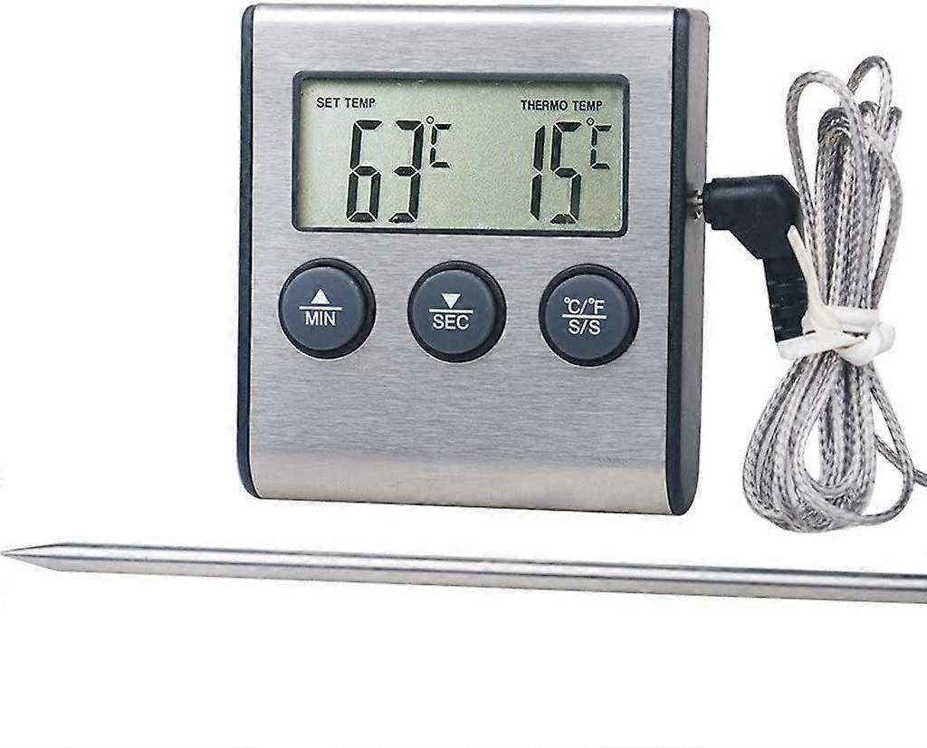 BBQ Thermometer with Countdown Timer Dual Alarm Large Screen Kitchen Food Thermometer