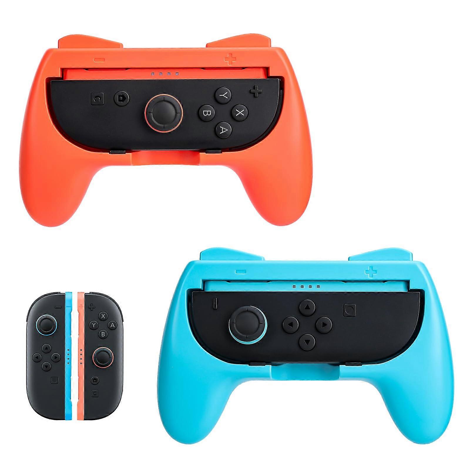 JoyCon Grip Case Orange Blue for Switch 2, Ergonomic Controller Handle with Enhanced SL SR Control