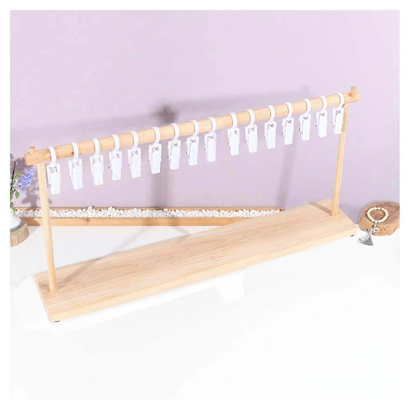 Wooden Pegboard Display Rack with Hooks for Socks Scarves Gloves, Adjustable SpaceSaving Stand