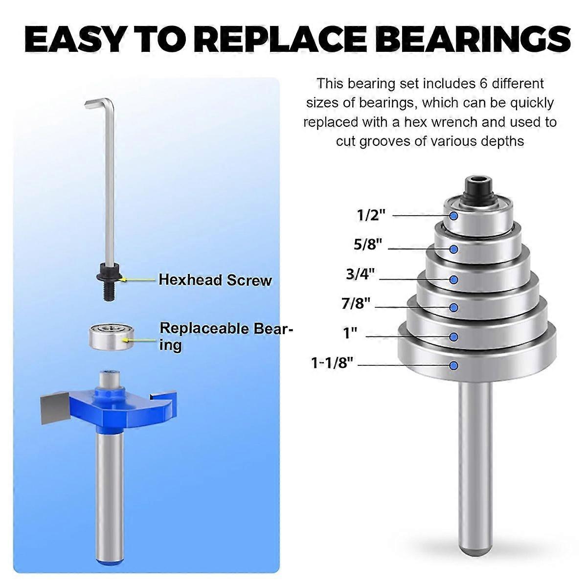 4 Pcs Rabbeting Router Bits Set