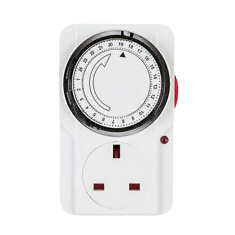 24 Hour Segment Timer Light Switch Compact Energy Saver UK Plug White