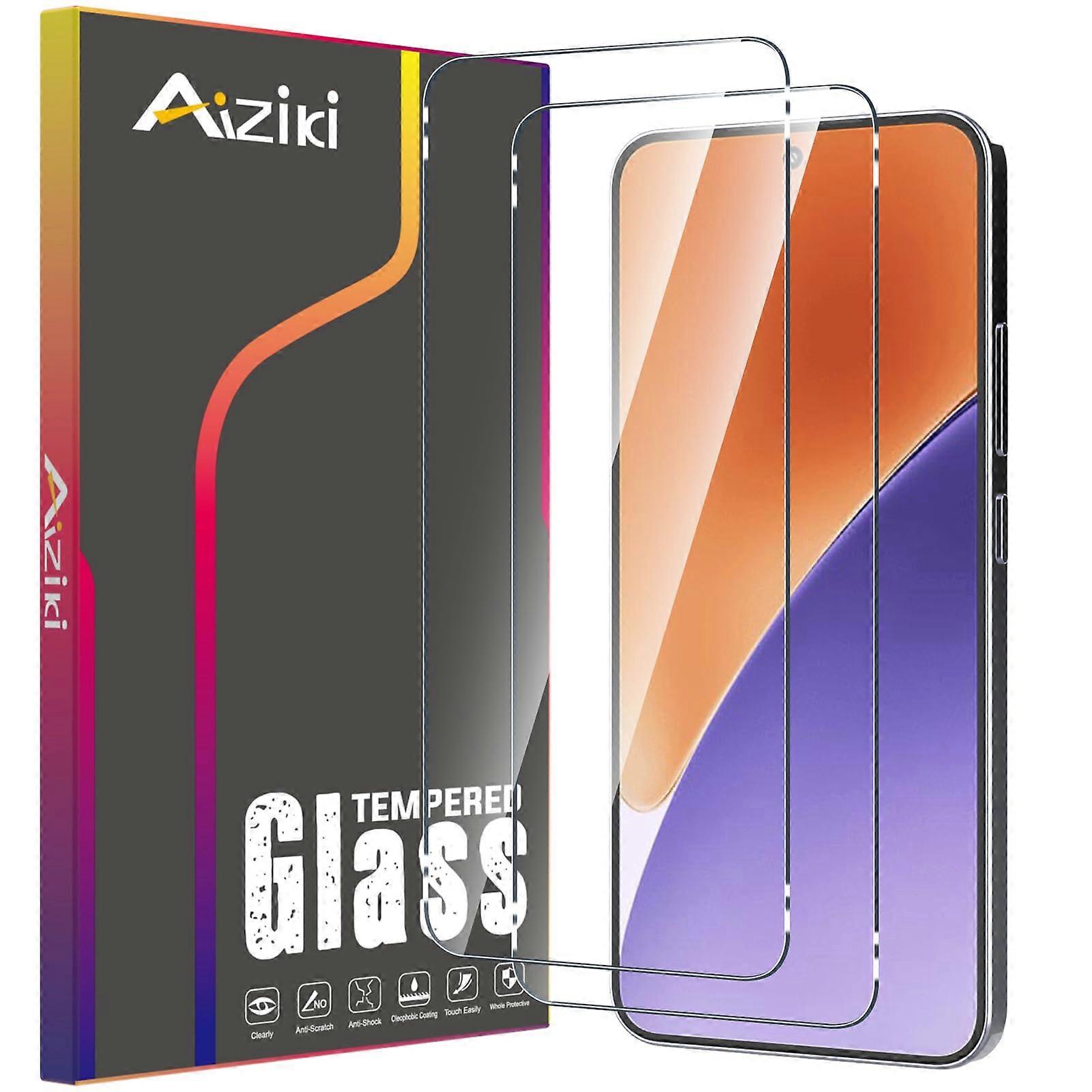 Aiziki 2 Pack Tempered Glass Screen Protector for Xiaomi 15 9H Scratch Resistant Bubble  Case Friendly