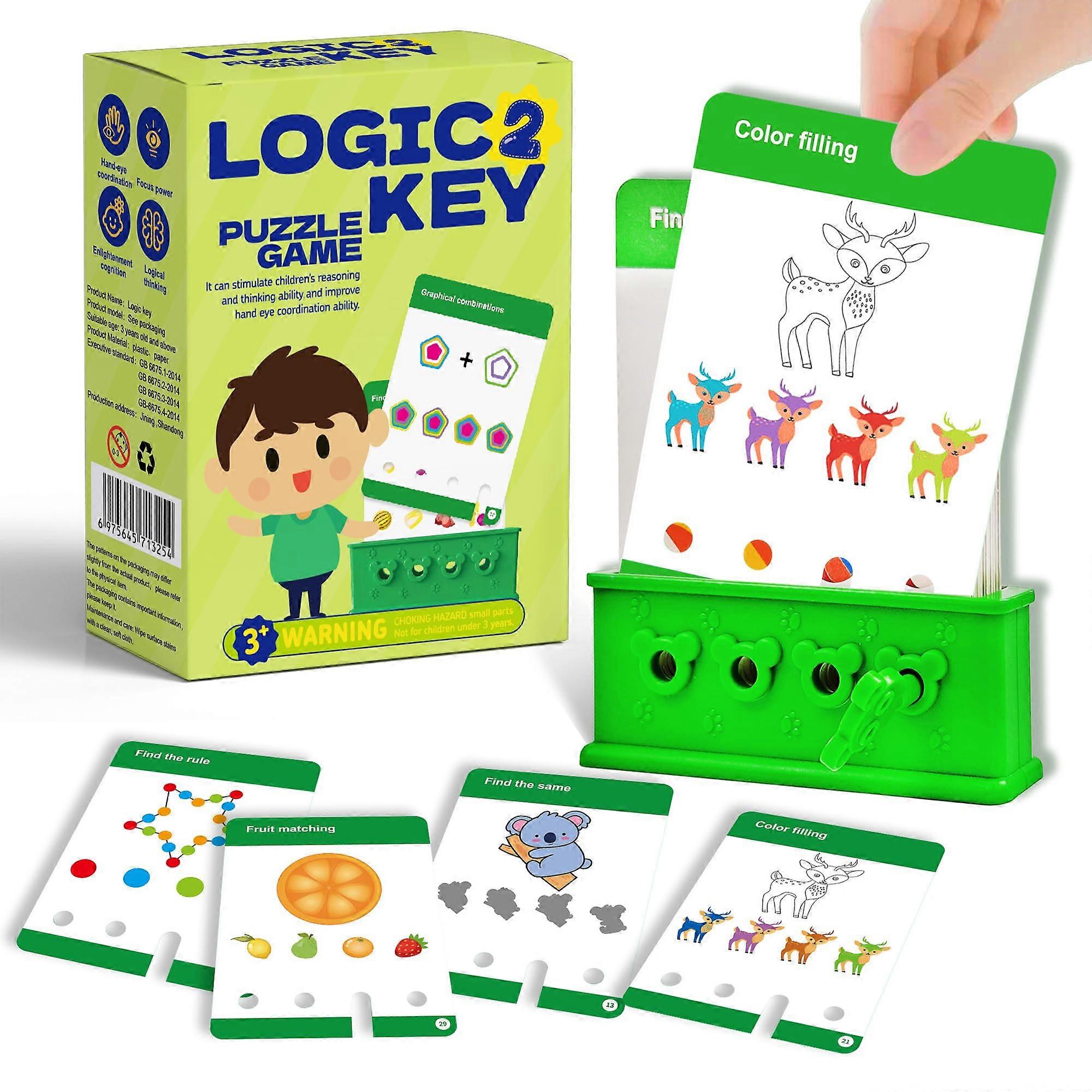 Logic Puzzle Flash Cards for Kids Ages 48, Interactive Brain Teaser Learning Game for Kindergarten