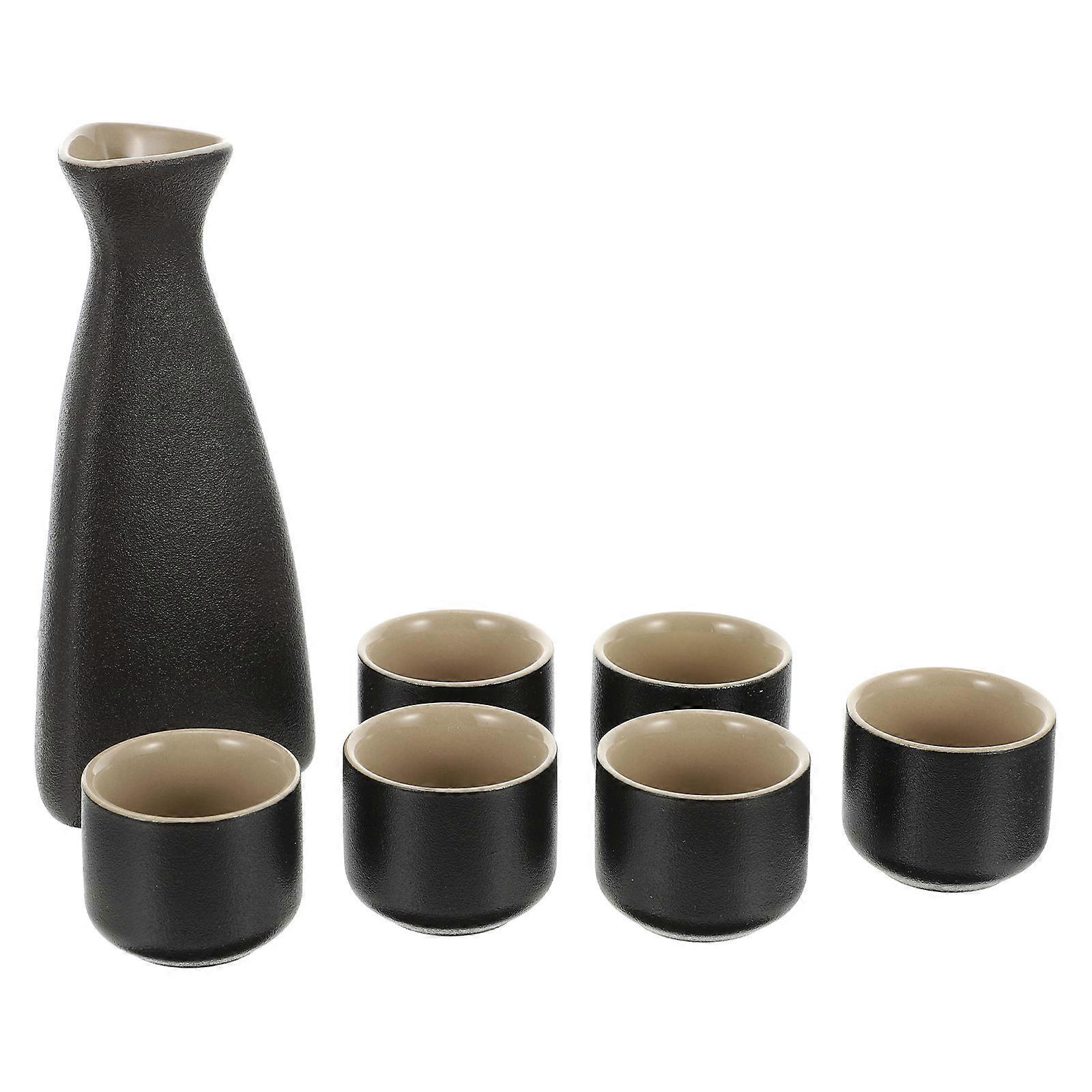 Ceramic Sake Serving Cups for Home 1Set Black Multi-Use Cups