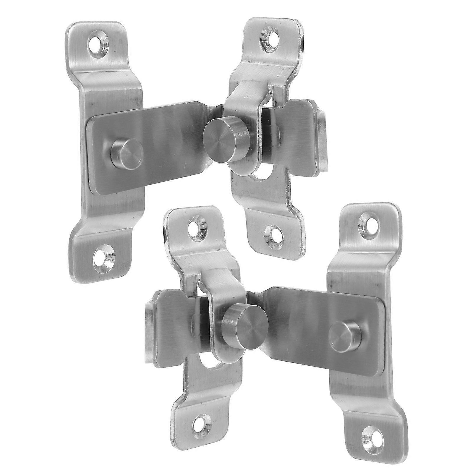 Silver Stainless Steel Latch Lock for Door 2Pcs Lock