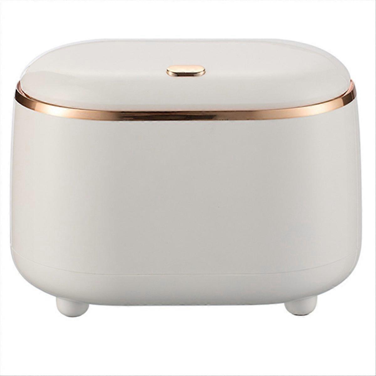 -Type Desktop Small Trash Can with Lid, White