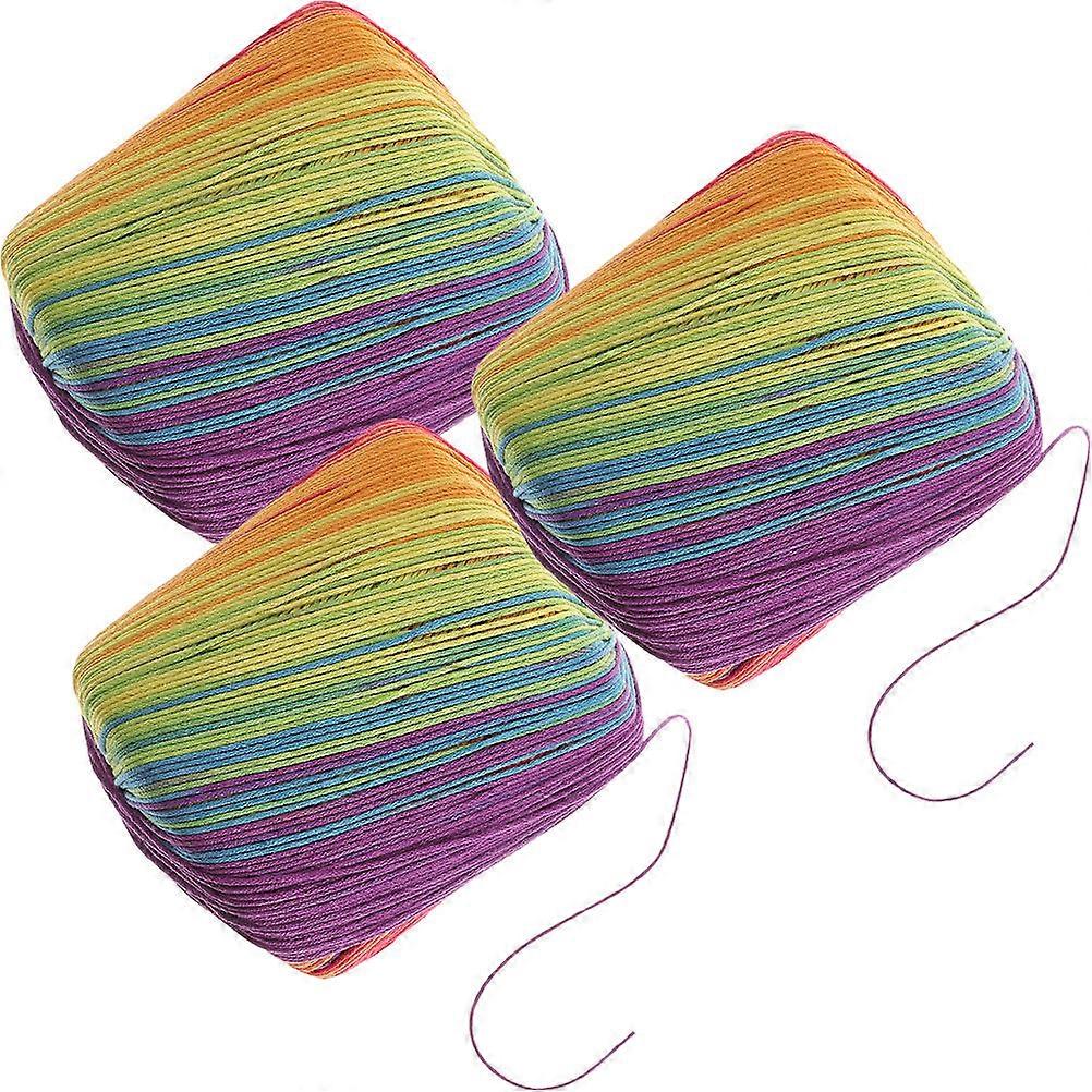 Colorful Gradient Yarn Lace Thread for Scarf Knitting 3 Rolls Cotton