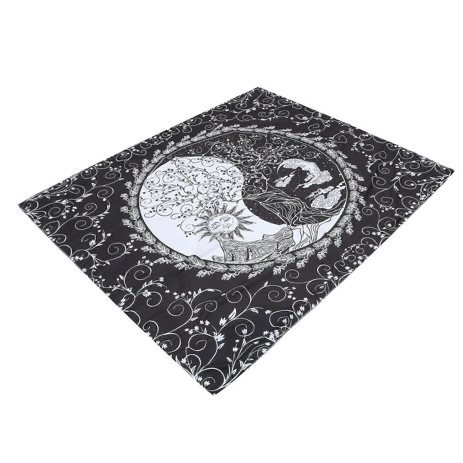 Sun Moon Pattern Wall Tapestry for Decoration 1Pcs Black Polyester Hanging
