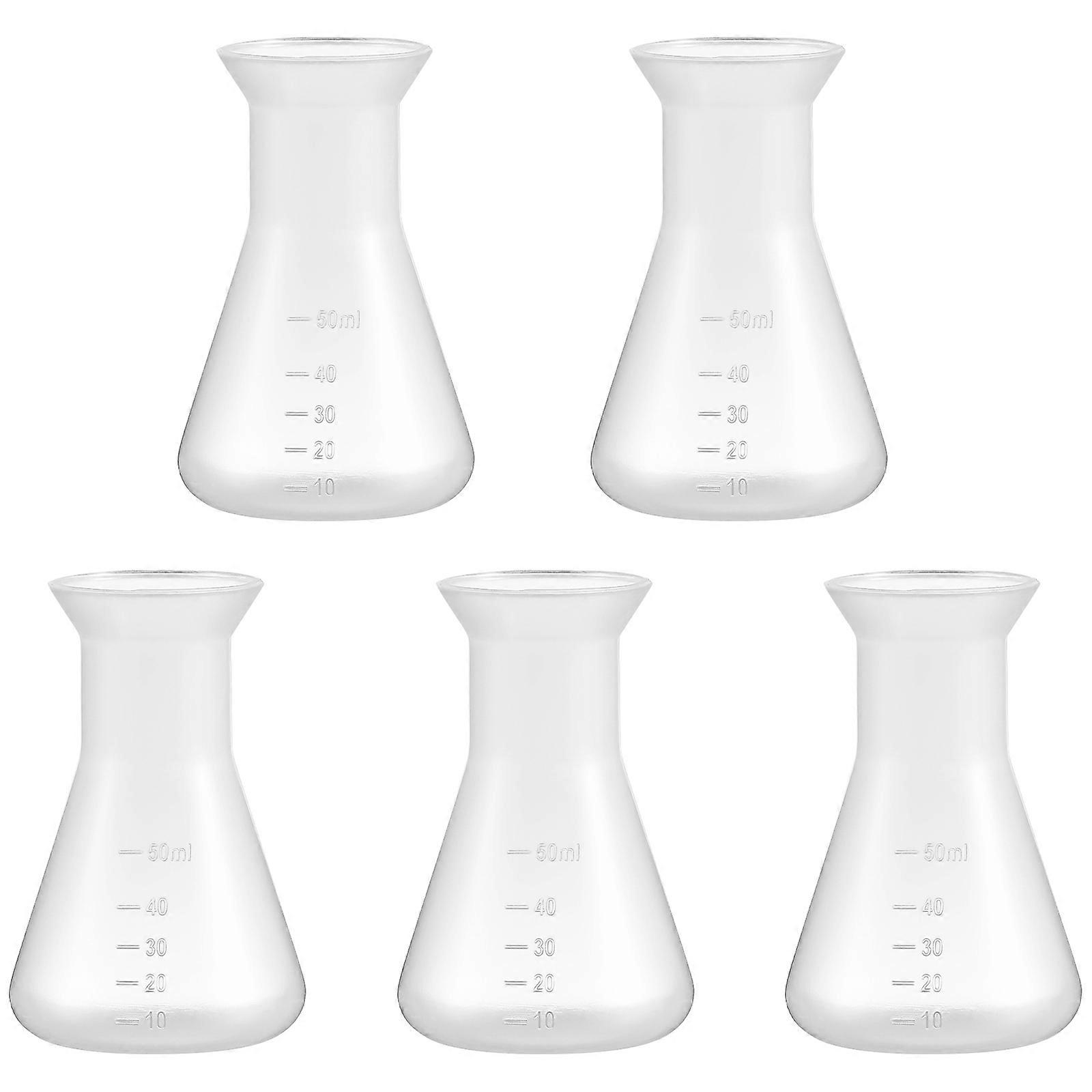 Plastic Beakers Erlenmeyer Flasks for Storage 5Pcs Transparent Laboratory Tools