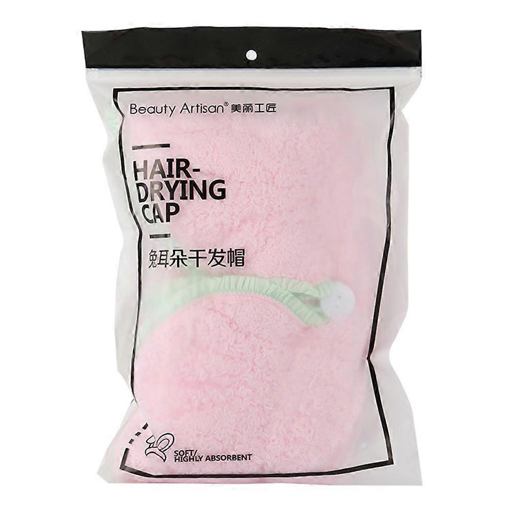 Rabbit Ear Shaped Quick-Dry Cap for Shower Use Pink
