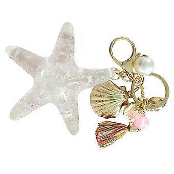 Shell Key Chain Sea Star Key Chain Shell Pearl Tassel Key Ring Pendant