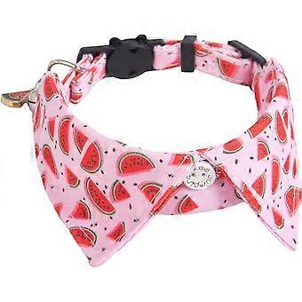 Small Dog Collar with Bell,Pet's Badana with Shirt Bowtie Collar for Kitten with Fruit Print,Watermelon,Small