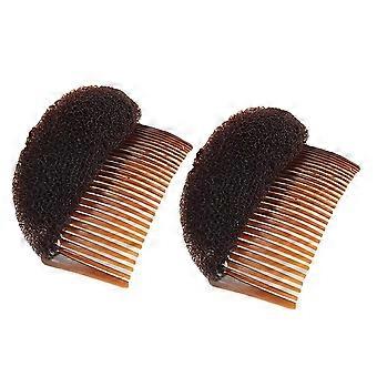 2 Stück Braunes Haar Volumizer Clip Bump It Up Volumen Haarbasis Styling Clip Geflecht Einsatzwerkzeug für Frauen Bienenstock Frisur und Kronenformer