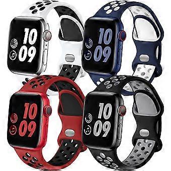 heytea 4-pack sportband kompatibla med apple watch 41mm 40mm 38mm 45mm 44mm 42mm för kvinnor män, slitstark andningsbar mjuk silikonersättning handled 