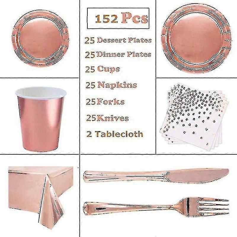 193pcs Party Tableware Set,rose Gold Party Tableware