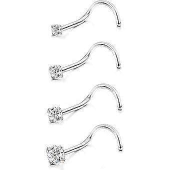 KATEA 20G 4 pcs en acier inoxydable Anneaux de nez Goujons Vis Piercing Corps Bijoux 1.5mm 2mm 2.5mm 3mm