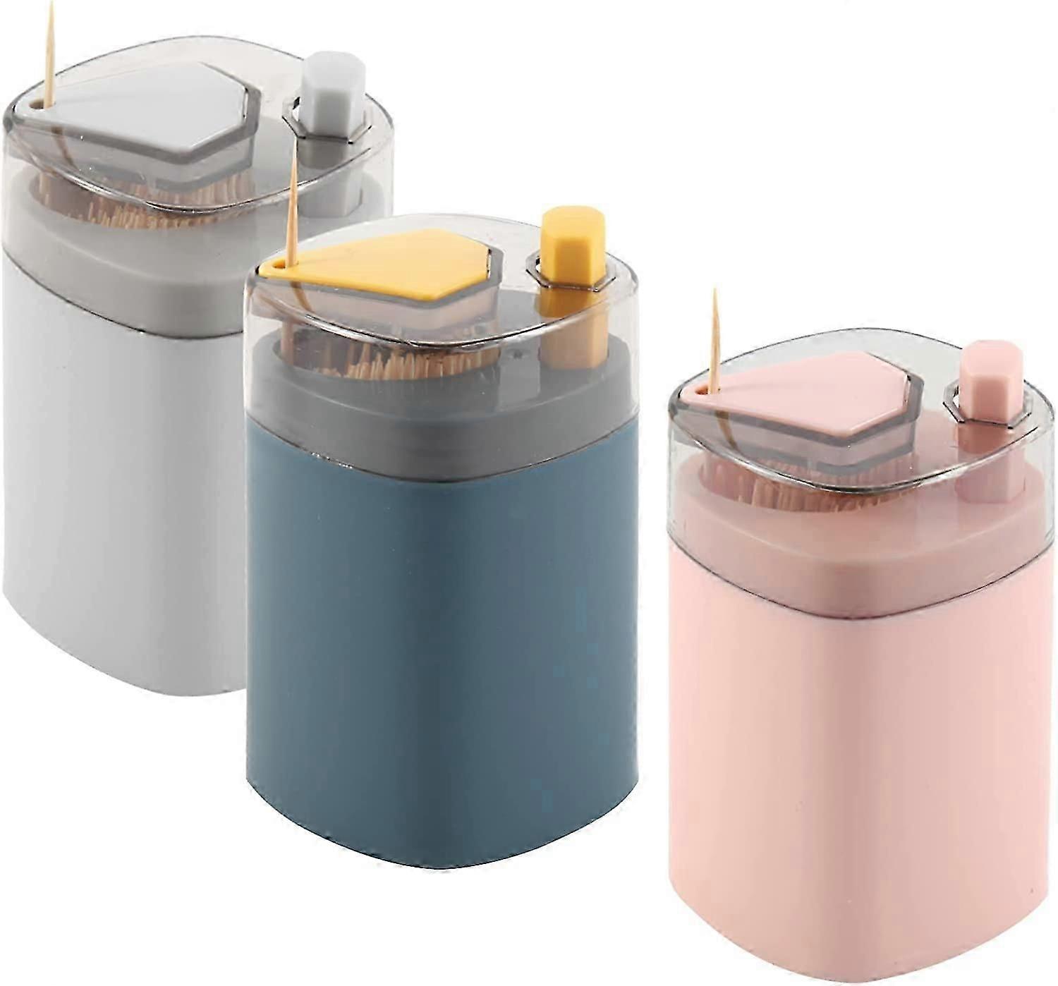 3 PCS Toothpick Holder Dispensers, Pop-Up Automatic