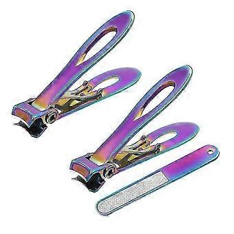 3 Pcs Professional Nail Clippers Set Colorful Stainless Steel Nail Cutter Toenails Fingernails Clippers Nail File Nail Cutter Manicure Pedicure Trimme