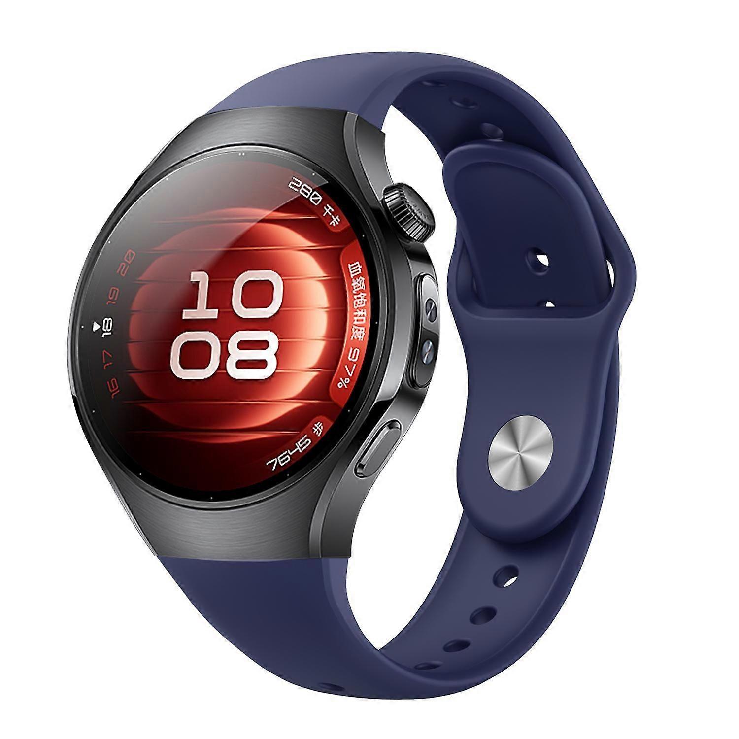 For Huawei Watch 5 42mm Silicone Reverse Clasp Replacement Smart Watch Band Dark Blue