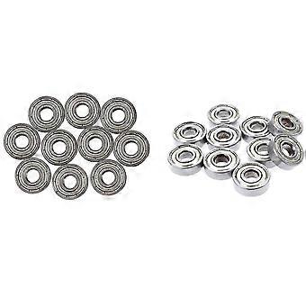 20 Pcs Ball Bearings Miniature Deep Groove Ball Bearings Bearing Steel 608ZZ 8 x 22 x 7mm & 607ZZ 19 x 7 X6mm