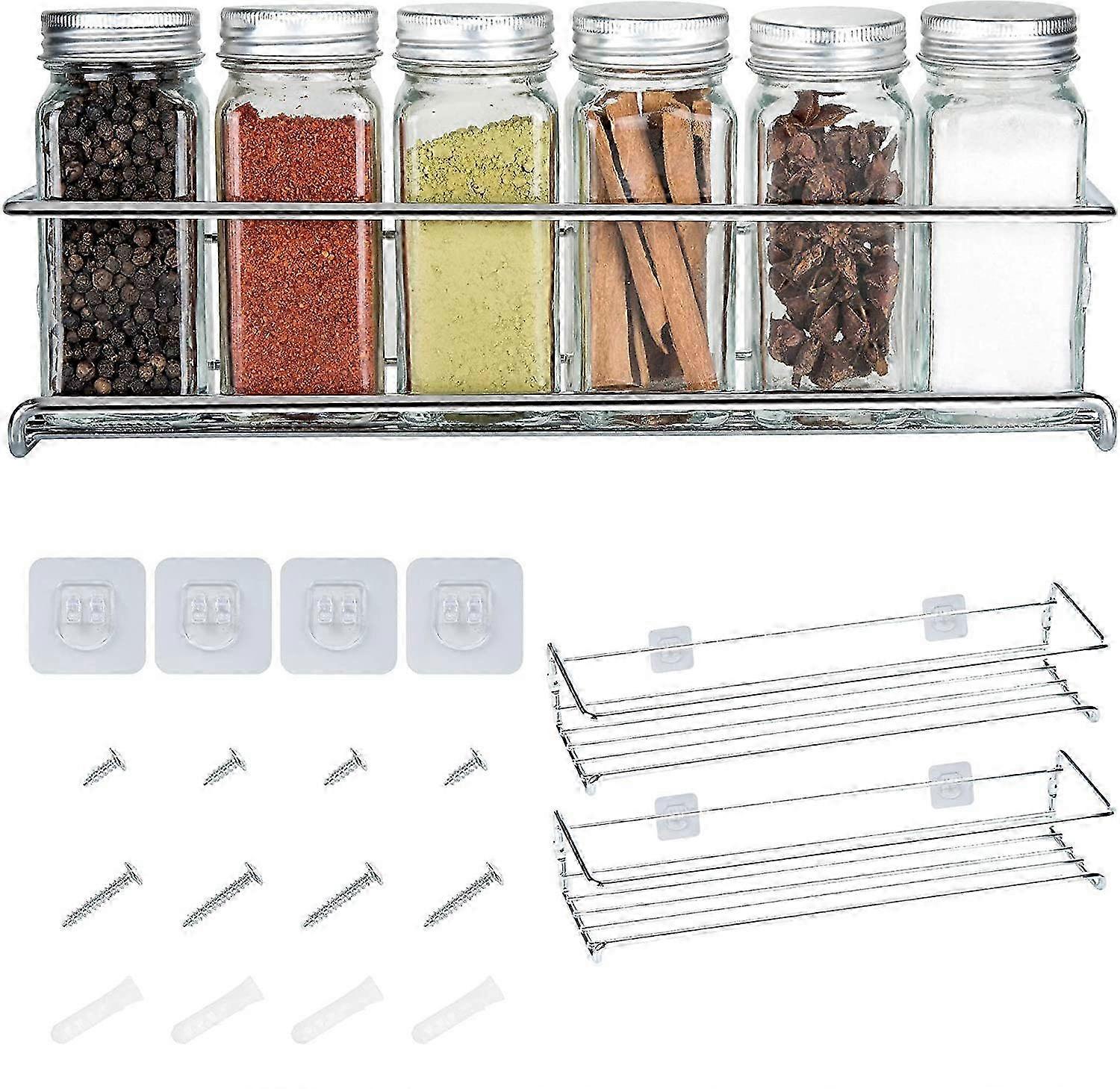 Metal Spice Organizer 2 Set Compatible with Kitchen Shelf Insert Bathroom Rack