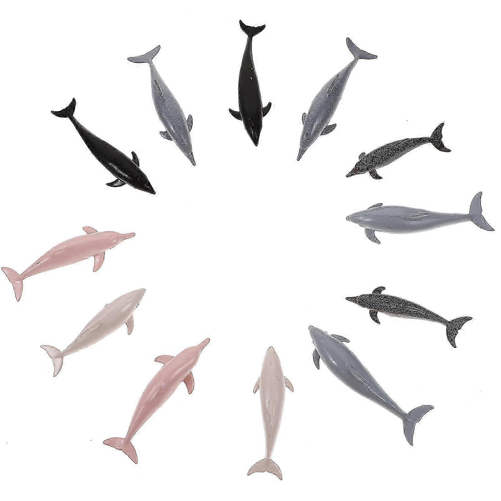 12pcs Mini Simulation Dolphin Models Plastic Dolphin Model Simulation Marine Animal Educational Model