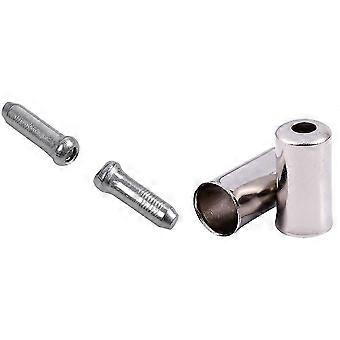100x Bicycle Bike Shifter Brake Cable Tips Caps End Crimp & 100Pcs Gaines Cable Cap Fixing Brake Speed 5mm Metal Silver
