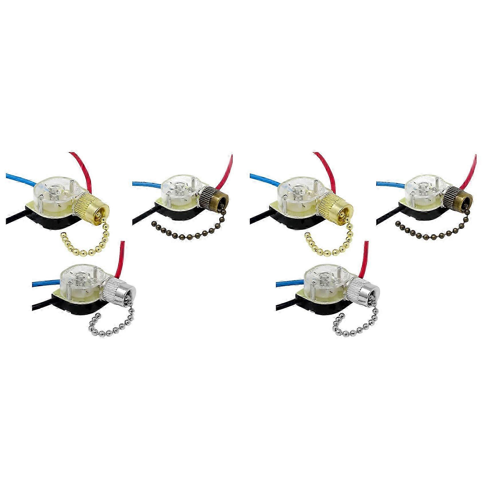 6Pack Ceiling Fan Light Switch ZE-110 Fan Switch 3 Way Speed Fan Switch Ceiling Pull Chain Switch Replacement