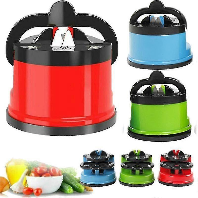 Kitchen Knife Sharpener with Suction Pad, Tungsten Steel, Safe One-Handed Use, for All Knives Including Serrated, 20-Degree Angle