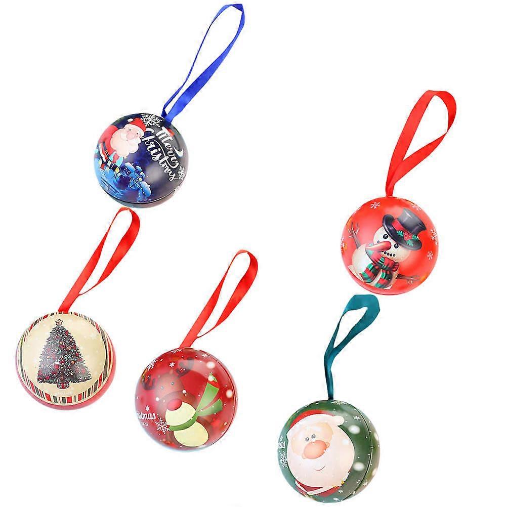 Christmas Shape Gift Boxes for Storage Use 5Pcs Iron Round Boxes