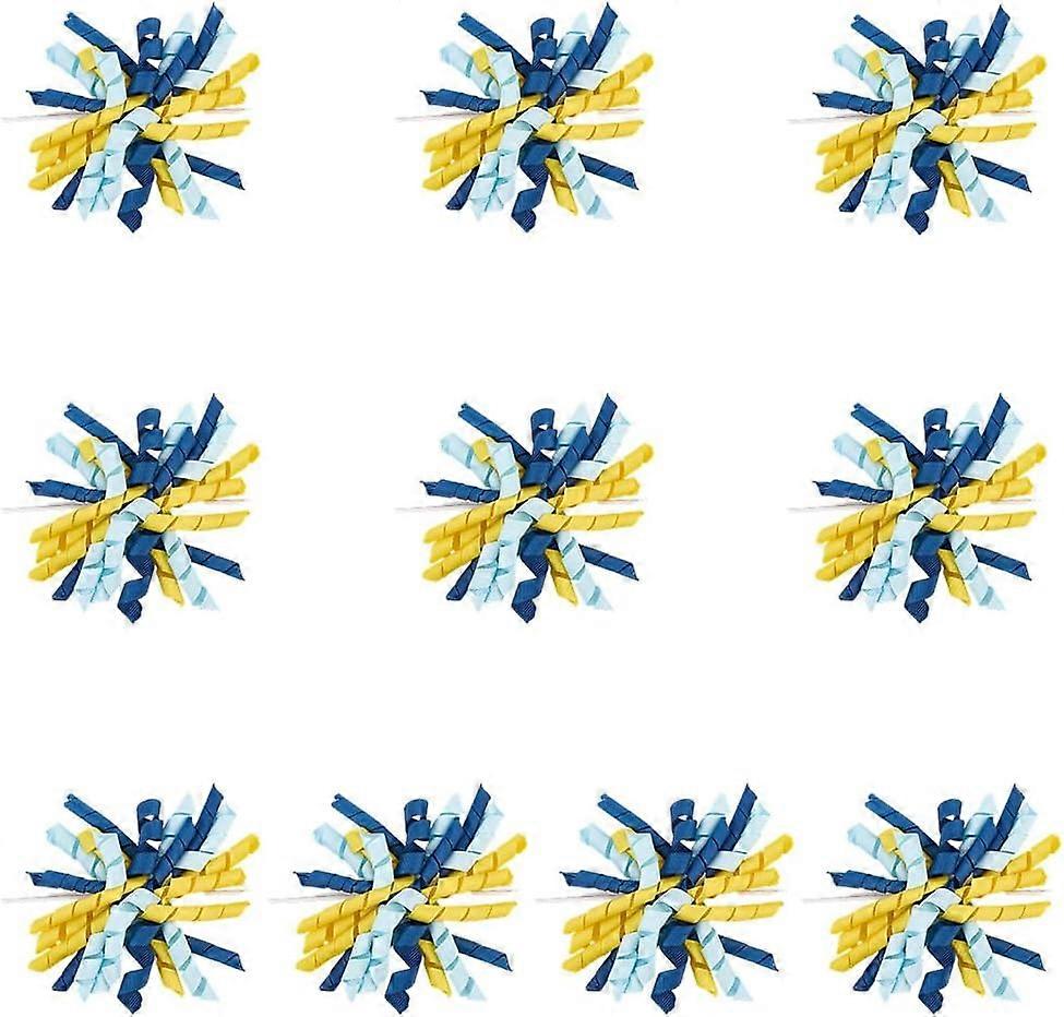 Polyester Self-Adhesive Curly Bows Gift Wrap Accessory Blue 101.6mm