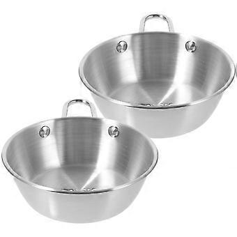 Silver Stainless Steel Camping Bowls for Storage 2Pcs Multi-Function Wine Cups