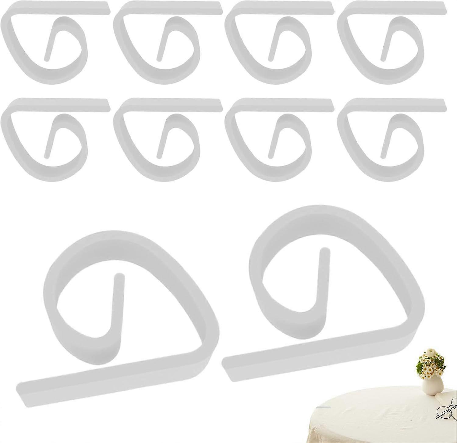 10 white plastic tablecloth holders