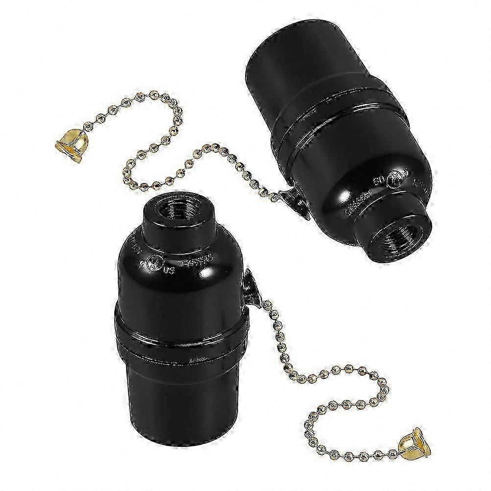Black Bakelite Light Socket Pull Chains (2-Pack) for Table and Ceiling Lamps, Durable and Easy to Install