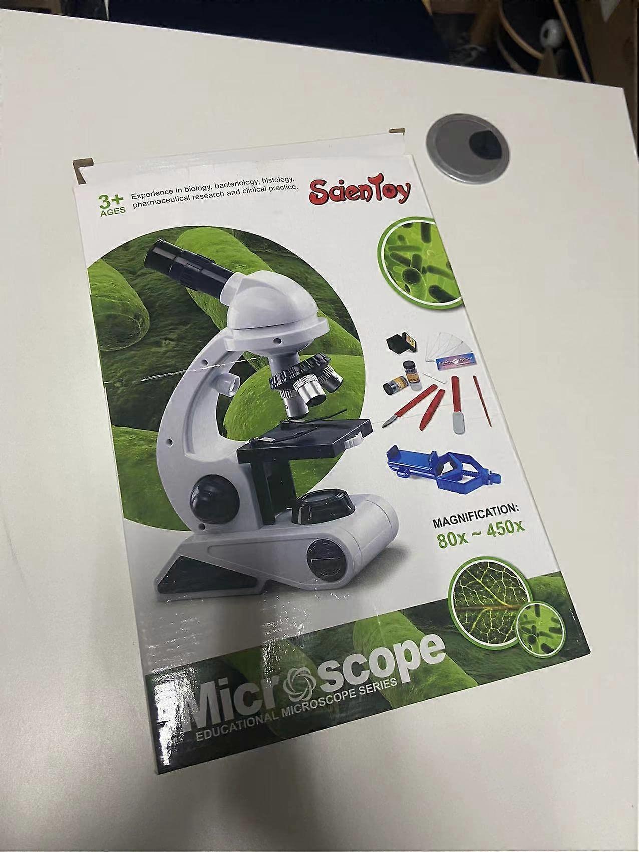 Kids Microscope Kit with LED Light, Easy Focus and Durable Base for Beginner Science Learning