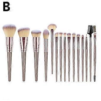 15-Piece Professional Makeup Brush Set with Soft Synthetic Bristles and Wooden Handles for Face and Eye Makeup