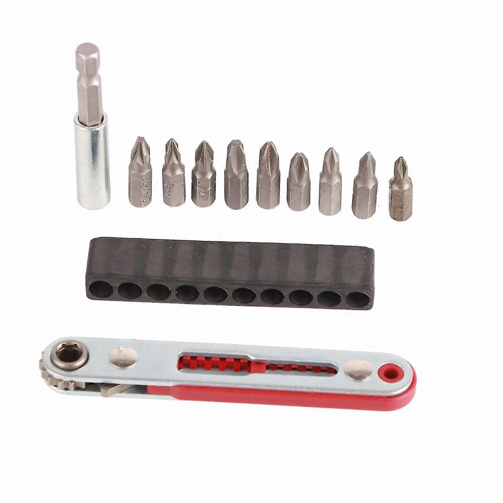 Ratchet Wrench Bit Set 2 Way Adjustable Spanner with Extension Socket 1/4in Screwdriver Bits