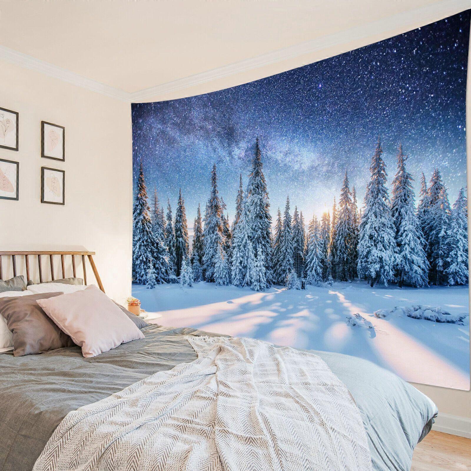 Tapestry Winter Landscape Snow Forest Starry